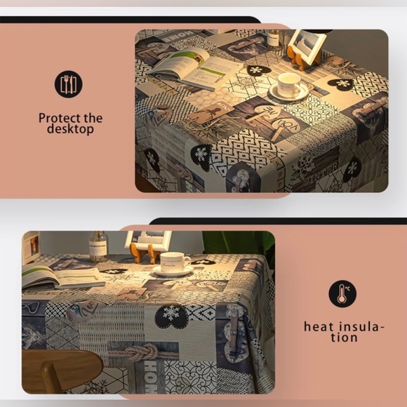 Rectangle Tablecloth Winter Keepsakes Collage Farmhouse Washable (54“ X 78”) - Picture 6 of 10